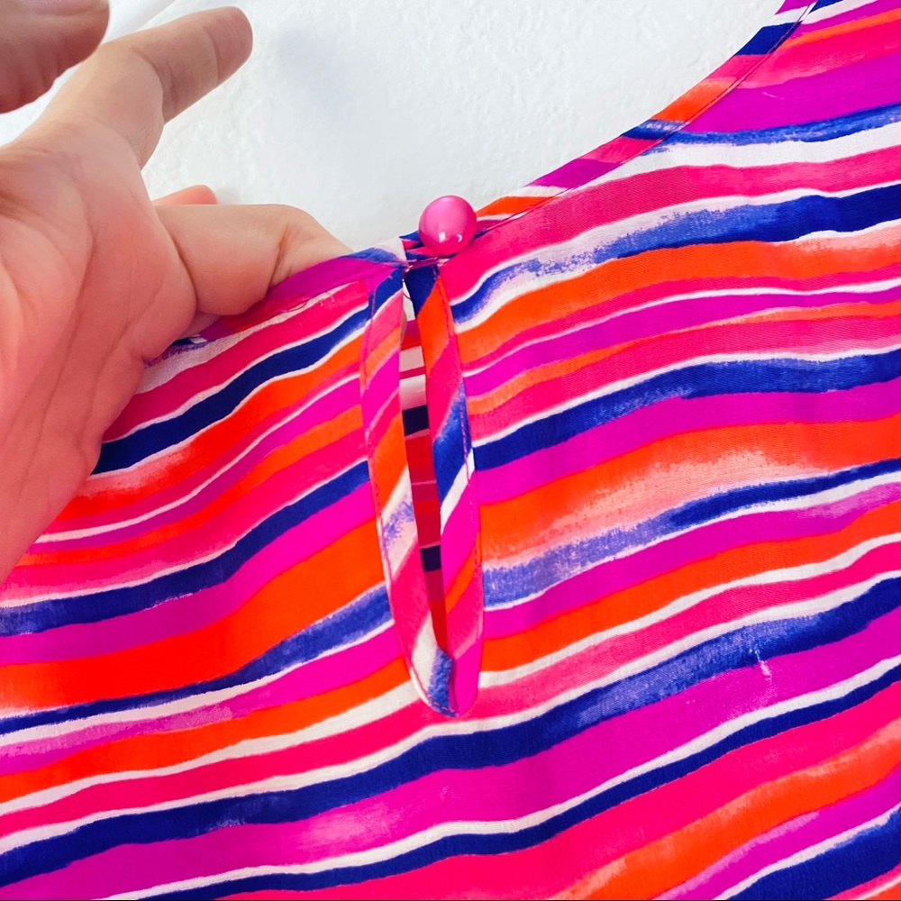 🍓 Silks by Joan Leslie NEW Deadstock Stripe Rainbow Washable 100% Silk Blouse 16 - Picture 5 of 9